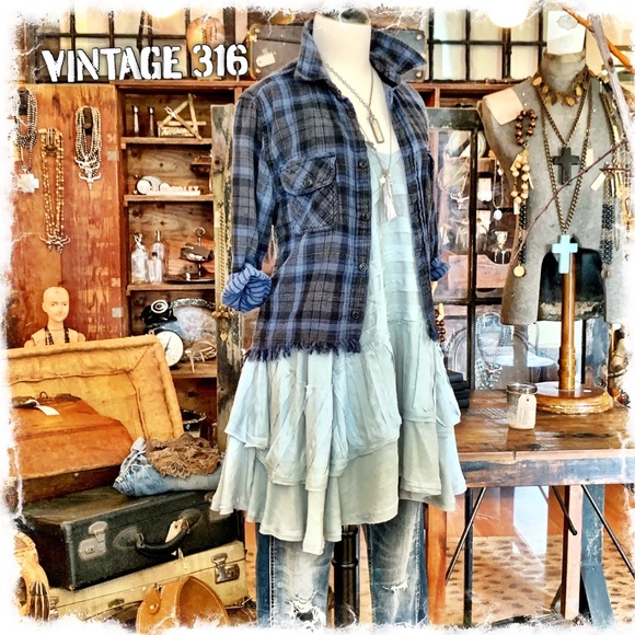 Slip Dress - Asymmetrical Ruffle - Blue - Picture 2 of 4